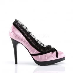 Pin Up Couture BLISS-38 Pink-Black Satin Shoes