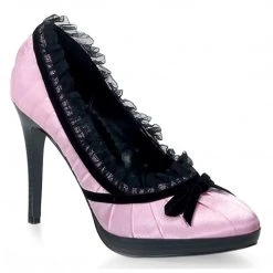 Pin Up Couture BLISS-38 Pink-Black Satin Shoes