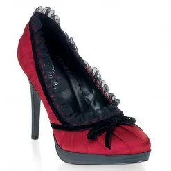 Pin Up Couture Shoes BLISS-38 Red-Black Satin
