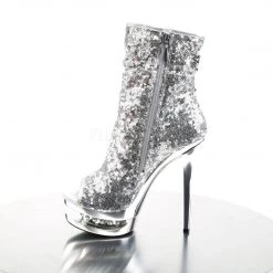 Pleaser Boots BLONDIE-R-1008 Silver Sequins Ankle Boot