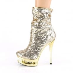 Pleaser BLONDIE-R-1009 Gold Sequins/Gold Chrome Ankle Boot 10 Pleaser BLONDIE-R-1009 Gold Sequins/Gold Chrome Ankle Boot