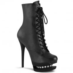 Pleaser BLONDIE-R-1020 Black Faux Leather Ankle Boot