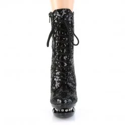 Pleaser BLONDIE-R-1020 Black Sequins/Black Ankle Boot Boots