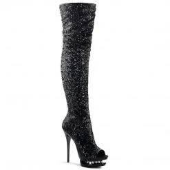 Pleaser Boots BLONDIE-R-3011 Black Sequins Thigh Boot