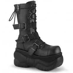 Demonia BOXER-230 Black Vegan Leather Mid-Calf Boot Boots