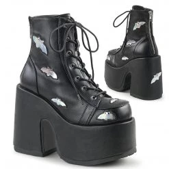 Demonia Boots CAMEL-201 Black-Silver Hologram Vegan Ankle Boot