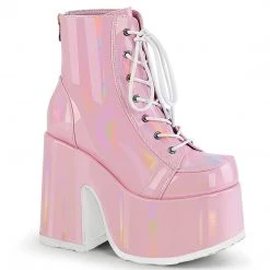 Demonia CAMEL-203 Baby Pink Hologram Ankle Boot Boots