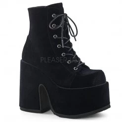 Demonia CAMEL-203 Black Velvet Ankle Boot