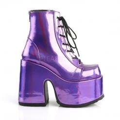 Demonia CAMEL-203 Purple Hologram Ankle Boot