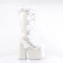 Demonia CAMEL-311 White Vegan Leather Boots
