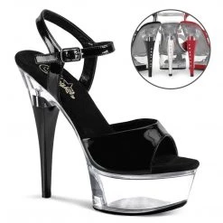 Pleaser Shoes CAPTIVA-609 Black Patent/Clear Platform Sandal