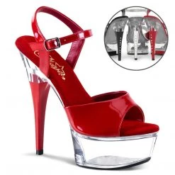 Pleaser Shoes CAPTIVA-609 Red Patent/Clear Platform Sandal