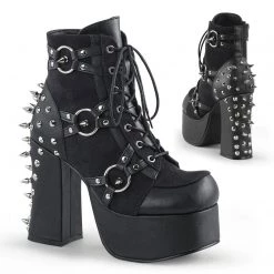 Demonia Boots CHARADE-100 Black Vegan Leather-Suede Ankle Boot