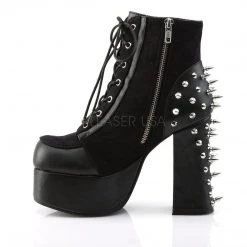 Demonia Boots CHARADE-100 Black Vegan Leather-Suede Ankle Boot