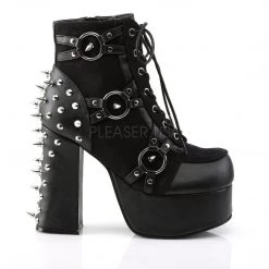 Demonia Boots CHARADE-100 Black Vegan Leather-Suede Ankle Boot