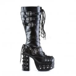 Demonia CHARADE-206 Black Vegan Leather Knee Boot Boots