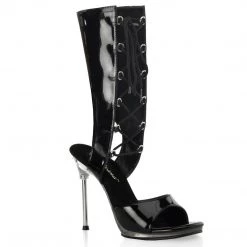 Fabulicious CHIC-65 Black Patent/Clear Boots