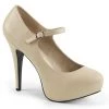 Pleaser Pink Label Shoes CHLOE-02 Cream Faux Leather