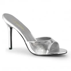 Pleaser Shoes CLASSIQUE-01 Silver Metallic Pu Slide