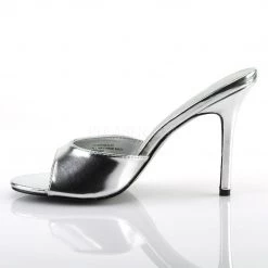 Pleaser Shoes CLASSIQUE-01 Silver Metallic Pu Slide 10 Pleaser Shoes CLASSIQUE-01 Silver Metallic Pu Slide