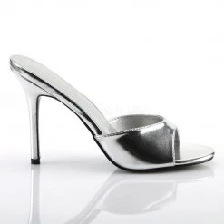 Pleaser Shoes CLASSIQUE-01 Silver Metallic Pu Slide 12 Pleaser Shoes CLASSIQUE-01 Silver Metallic Pu Slide