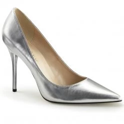 Pleaser Shoes CLASSIQUE-20 Silver Metallic Pu Pump