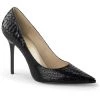 Pleaser CLASSIQUE-20SP Black Snake-Print Leather Pump