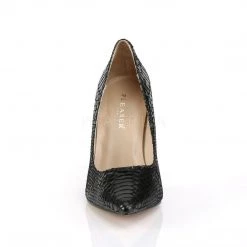 Pleaser CLASSIQUE-20SP Black Snake-Print Leather Pump