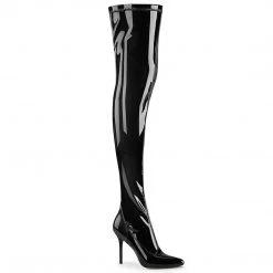 Pleaser CLASSIQUE-3000 Black Stretch Patent Thigh Boot Boots
