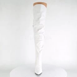 Pleaser CLASSIQUE-3011 White Faux Leather Thigh Boot