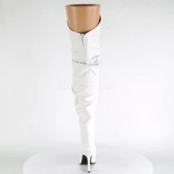 Pleaser CLASSIQUE-3011 White Faux Leather Thigh Boot