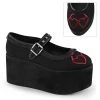 Demonia CLICK-02-1 Black Canvas Mary Janes Shoes