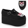 Demonia Shoes CLICK-04-1 Black Canvas Mary Janes