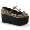 Demonia CLICK-08 Leopard Print Canvas Mary Janes