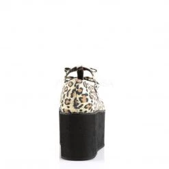 Demonia CLICK-08 Leopard Print Canvas Mary Janes