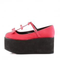 Demonia CLICK-08 Red Canvas Mary Janes