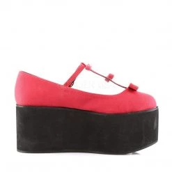 Demonia CLICK-08 Red Canvas Mary Janes