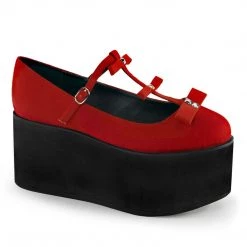 Demonia CLICK-08 Red Canvas Mary Janes