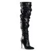 Pleaser Boots COURTLY-3011 Black Sequins Thigh Boot