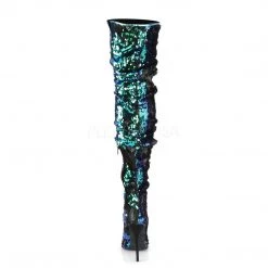 Pleaser COURTLY-3011 Green Iridescent Sequins Thigh Boot Boots 11 Pleaser COURTLY-3011 Green Iridescent Sequins Thigh Boot Boots