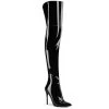 Pleaser COURTLY-3012 Black Patent Thigh Boot Boots