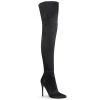 Pleaser COURTLY-3012 Black Stretch Satin Thigh Boot 2 Pleaser COURTLY-3012 Black Stretch Satin Thigh Boot