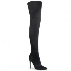 Pleaser COURTLY-3012 Black Stretch Satin Thigh Boot