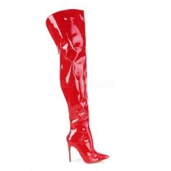 Pleaser COURTLY-3012 Red Patent Thigh Boot Boots