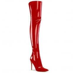Pleaser COURTLY-3012 Red Patent Thigh Boot Boots