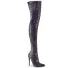 Pleaser COURTLY-3015 Black Multi Glitter Thigh Boot Boots