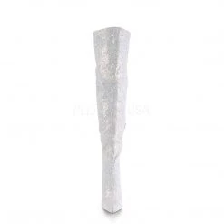 Pleaser Boots COURTLY-3015 White Multi Glitter Thigh Boot