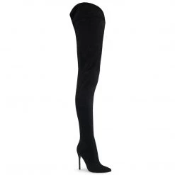 Pleaser COURTLY-4017 Black Faux Suede Thigh Boot