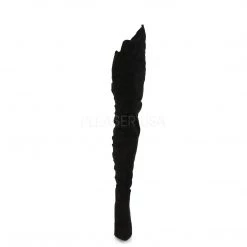 Pleaser COURTLY-4017 Black Faux Suede Thigh Boot