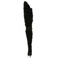 Pleaser COURTLY-4017 Black Faux Suede Thigh Boot